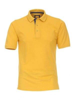 REDMOND Ανδρική κίτρινη κοντομάνικη πικέ πόλο μπλούζα, Χρώμα Κίτρινο, Μέγεθος 3XL