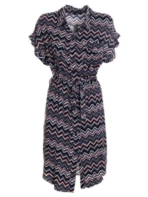 ZUIKI Ζακάρ robeκοντομάνικο φόρεμα με γιακά, Χρώμα Πολύχρωμο, Μέγεθος M