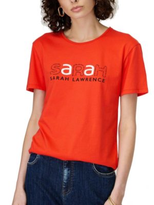SARAH LAWRENCE Γυναικείο κοραλί κοντομάνικο μπλουζάκι T-Shirt 2-516131 Coral, Χρώμα Κόκκινο, Μέγεθος S