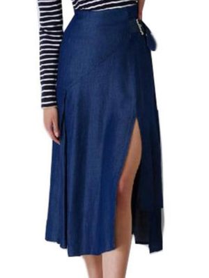 SARAH LAWRENCE Φούστα μακρια ασύμετρη με τόκα. 2-202091, Χρώμα Μπλε Σκούρο, Μέγεθος 30