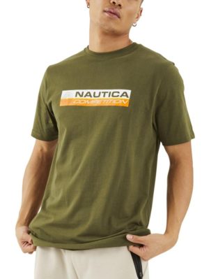 NAUTICA Competition Ανδρικό λαδί κοντομάνικο T-Shirt μπλουζάκι VANCE N7M01372 KHAKI 506, Χρώμα Πράσινο-Λαδί, Μέγεθος L