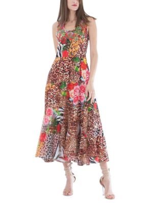 POSITANO Ιταλικό πολύχρωμο μακρύ φόρεμα 11490, Χρώμα Πολύχρωμο, Μέγεθος One Size