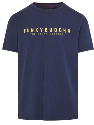 FUNKY BUDDHA Ανδρικό μπλέ T-Shirt FBM009-010-04 NAVY, Χρώμα Μπλε Σκούρο, Μέγεθος M