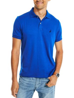 NAUTICA Ανδρικό μπλέ κοντομάνικο μπλουζάκι πόλο πικέ Κ17000 4OP BrightCBLT, Χρώμα Μπλέ, Μέγεθος XL