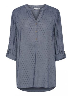 FRANSA Γυναικείο μπλέ indigo μάο πουκάμισο καφτάνι 20609828-184028, Χρώμα Μπλε Σκούρο, Μέγεθος M