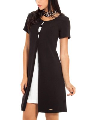 BRAVO Μακρυμάνικο μαύρο φόρεμα, άνετη γραμμή, Χρώμα Μαύρο, Μέγεθος M