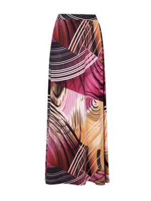 GR FASHION Πολύχρωμη μακριά ελαστική φούστα μαγιόπανο, Χρώμα Πολύχρωμο, Μέγεθος 60