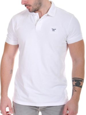FUNKY BUDDHA Ανδρικό λευκό πικέ πόλο μπλουζάκι FBM001-11118 White, Χρώμα Λευκό, Μέγεθος XL
