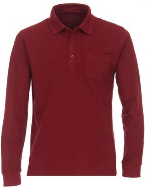 REDMOND Ανδρική μπορντό μακρυμάνικη πικέ πόλο μπλούζα, Χρώμα Κόκκινο, Μέγεθος 4XL