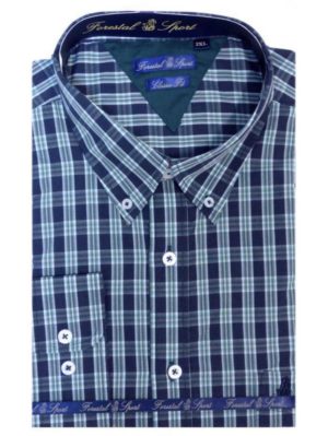 KOYOTE Ανδρικό μπλέ καρό μακρυμάνικο πουκάμισο, Χρώμα Μπλέ, Μέγεθος XXL