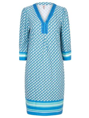 ESQUALO Μακρυμάνικο μπλέ φόρεμα V SP24 30011 Print, Χρώμα Μπλέ, Μέγεθος L