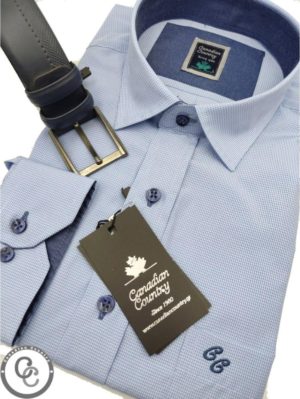 CANADIAN COUNTRY Ανδρικό γαλάζιο μακρυμάνικο πουκάμισο 7250-1, Χρώμα Γαλάζιο, Μέγεθος 6XL