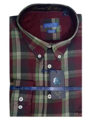 FORESTAL Ανδρικό πολύχρωμο καρό πουκάμισο φανέλλα 900715 Granate Color 48, Χρώμα Κόκκινο, Μέγεθος 7XL