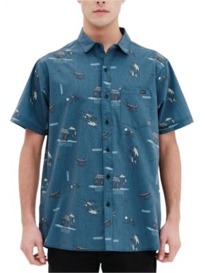 BASEHIT Ανδρικό μπλέ κοντομάνικο πουκάμισο, τσέπη 221.BM61.02 PR 286 MIDNIGHT BLUE .., Χρώμα Μπλέ, Μέγεθος L