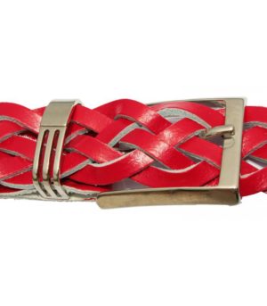 MARADON Γυναικεία χειροποίητη πλεξούδα ζώνη, Χρώμα Κόκκινο, Μήκος Ζώνης 95 Εκατοστά
