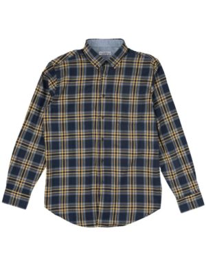 LOSAN Ανδρικό μουσταρδί-μπλέ-γκρί μακρυμάνικο φανέλα πουκάμισο 221-3335AL, Χρώμα Κίτρινο, Μέγεθος 3XL