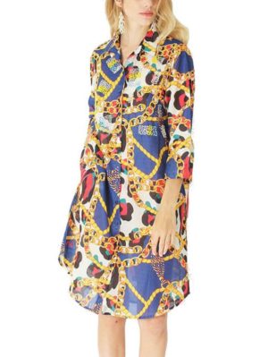 POSITANO Ιταλικό πολύχρωμο φόρεμα πουκαμίσα 51720, Χρώμα Πολύχρωμο, Μέγεθος One Size