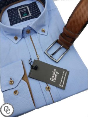 CANADIAN COUNTRY Ανδρικό μπλέ μακρυμάνικο πουκάμισο 7400-18, Χρώμα Μπλέ, Μέγεθος 6XL