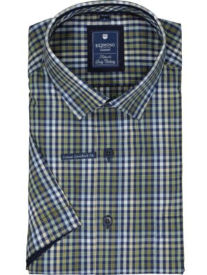 REDMOND Ανδρικό πολύχρωμο καρό κοντομάνικο πουκάμισο, Χρώμα Πολύχρωμο, Μέγεθος 6XL