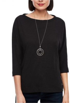 S.OLIVER Γυναικεία μαύρη μακρυμάνικη μπλούζα 2040829-9999 Βlack, Χρώμα Μαύρο, Μέγεθος 44