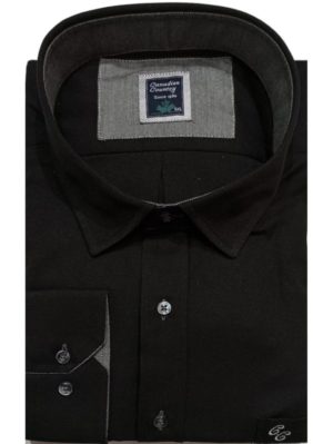 CANADIAN COUNTRY Ανδρικό μαύρο μακρυμάνικο πουκάμισο 210-14, Χρώμα Μαύρο, Μέγεθος 4XL