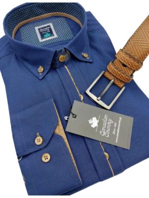 CANADIAN COUNTRY Ανδρικό μπλέ μακρυμάνικο πουκάμισο 4400-3, Χρώμα Μπλέ, Μέγεθος L