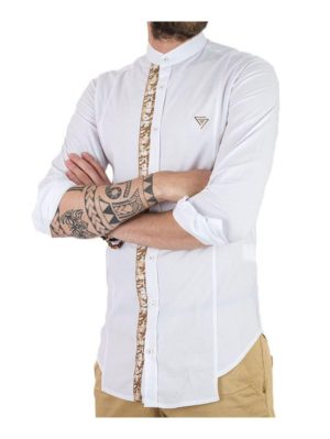 STEFAN Ανδρικό γαλάζιο slim fit πουκάμισο 9008, Χρώμα Λευκό, Μέγεθος L