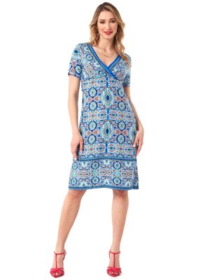 ANNA RAXEVSKY Κοντομάνικο κρουαζέ φόρεμα έθνικ D23108 ROUA, Χρώμα Πολύχρωμο, Μέγεθος XL