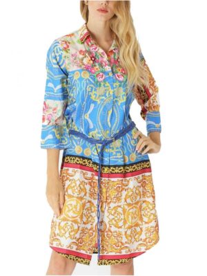 POSITANO Ιταλικό γυναικεία πολύχρωμη πουκαμισα καφτάνι, 51754, Χρώμα Πολύχρωμο, Μέγεθος S