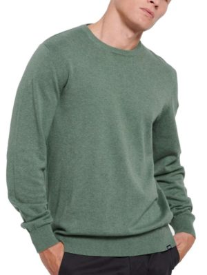 FUNKY BUDDHA Ανδρικό πράσινο πουλόβερ FBM008-001-09 Olive Green Mel, Χρώμα Πράσινο-Λαδί, Μέγεθος XXL