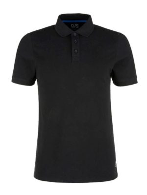 S.OLIVER Ανδρικό μαύρο πικέ πόλο μπλουζάκι, Μέγεθος XL
