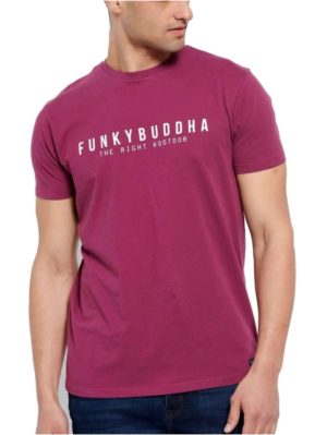 FUNKY BUDDHA Ανδρικό T-Shirt FBM007-329-04 LT AUBERGINE, Χρώμα Κόκκινο, Μέγεθος XXL