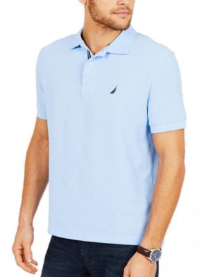 NAUTICA Ανδρικό γαλάζιο κοντομάνικο μπλουζάκι πόλο πικέ K41050 4NN Noon Blue, Χρώμα Γαλάζιο, Μέγεθος L