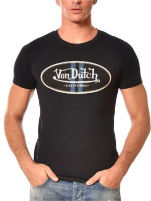VON DUTCH Ανδρικό μαύρο κοντομάνικο μπλουζάκι T-Shirt, Χρώμα Μαύρο, Μέγεθος M