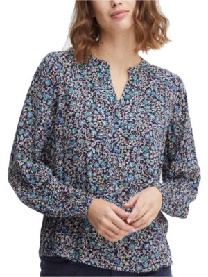 FRANSA Γυναικεία εμπριμέ φλοράλ μπλούζα-πουκάμισο 20611658-201799, Χρώμα Πολύχρωμο, Μέγεθος M