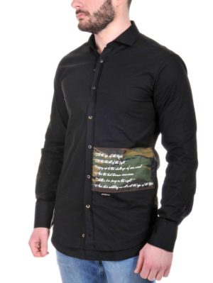 STEFAN Ανδρικό Italian μακρυμάνικο slim fit πουκάμισο, στάμπα προς πίσω, Χρώμα Μαύρο, Μέγεθος L