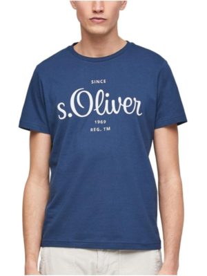 S.OLIVER Ανδρικό μπλέ κοντομάνικο μπλουζάκι jersey T-Shirt 2057432-5693 Ocean Blue, Χρώμα Μπλέ, Μέγεθος XL