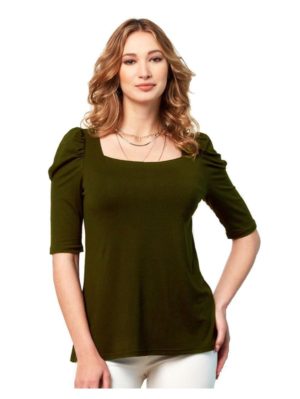 ANNA RAXEVSKY Γυναικεία λαδί κοντομάνικη μπλούζα B21110 CHAKI, Χρώμα Πράσινο-Λαδί, Μέγεθος S