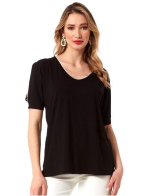 ANNA RAXEVSKY Γυναικεία μαύρη μπλούζα B23105 BLACK, Χρώμα Μαύρο, Μέγεθος XL