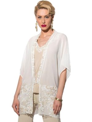 ANNA RAXEVSKY Γυναικεία κιμονό μουσελίνα Z19119, Χρώμα Λευκό, Μέγεθος S