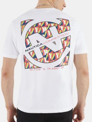 NAUTICA Competition Ανδρικό λευκό κοντομάνικο T-Shirt μπλουζάκι SHANE N7M01415 WHITE 90, Χρώμα Λευκό, Μέγεθος XXL