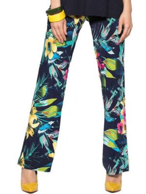 ANNA RAXEVSKY Γυναικείο floral ψηλόμεσο παντελόνι jersey T19101, Χρώμα Πολύχρωμο, Μέγεθος M