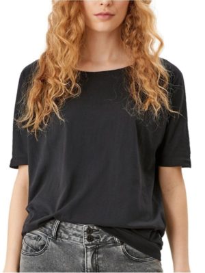 S.OLIVER Γυναικείο μαύρο jersey T-shirt 2109303-9999 black, Χρώμα Μαύρο, Μέγεθος L