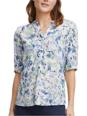 FRANSA Γυναικεία φλοράλ κοντομάνικο πουκάμισο μπλούζα V 20612367-200739, Χρώμα Πολύχρωμο, Μέγεθος S