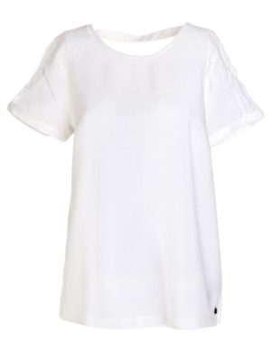 FRANSA Γυναικεία εκρού κοντομάνικη μπλούζα, Χρώμα Εκρού, Μέγεθος XS