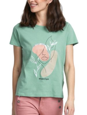 FRANSA Γυναικεία πράσινη κοντομάνικο T-Shirt 20610304-201119, Χρώμα Πράσινο-Λαδί, Μέγεθος S