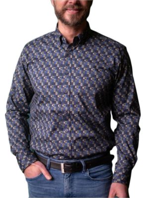 HENDERSON Ανδρικό μπλέ μακρυμάνικο πουκάμισο 5505MB, Μέγεθος M