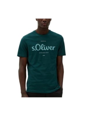 S.OLIVER Ανδρικό πράσινο μπλουζάκι t-shirt 2128330-79D2 Forest Green, Χρώμα Πράσινο-Λαδί, Μέγεθος XXL