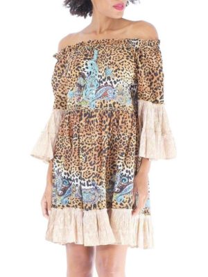 POSITANO Ιταλικό πολύχρωμο φόρεμα καφτάνι 51667, Χρώμα Πολύχρωμο, Μέγεθος One Size