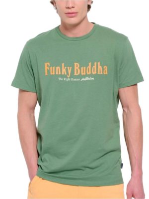 FUNKY BUDDHA Ανδρικό πράσινο T-Shirt FBM007-021-04 DK IVY, Χρώμα Πράσινο-Λαδί, Μέγεθος M